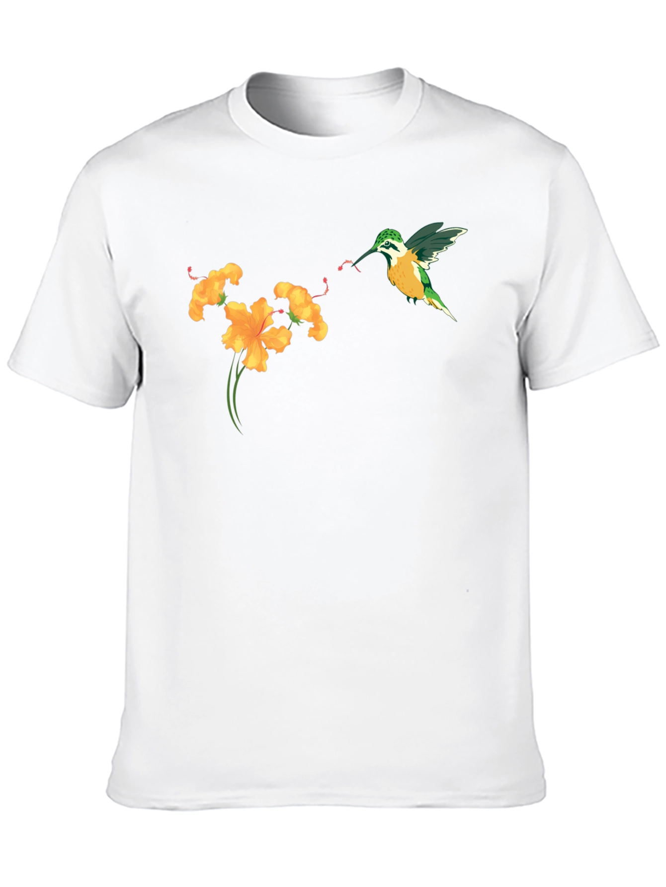 Hummingbird & Flower Graphic Tee - Black