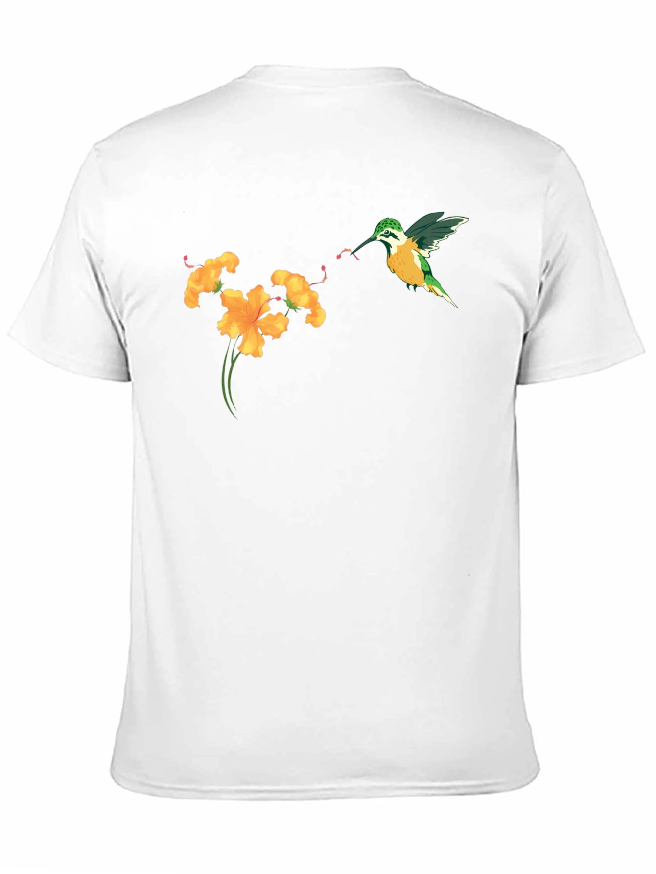 Hummingbird & Flower Graphic Tee - Black