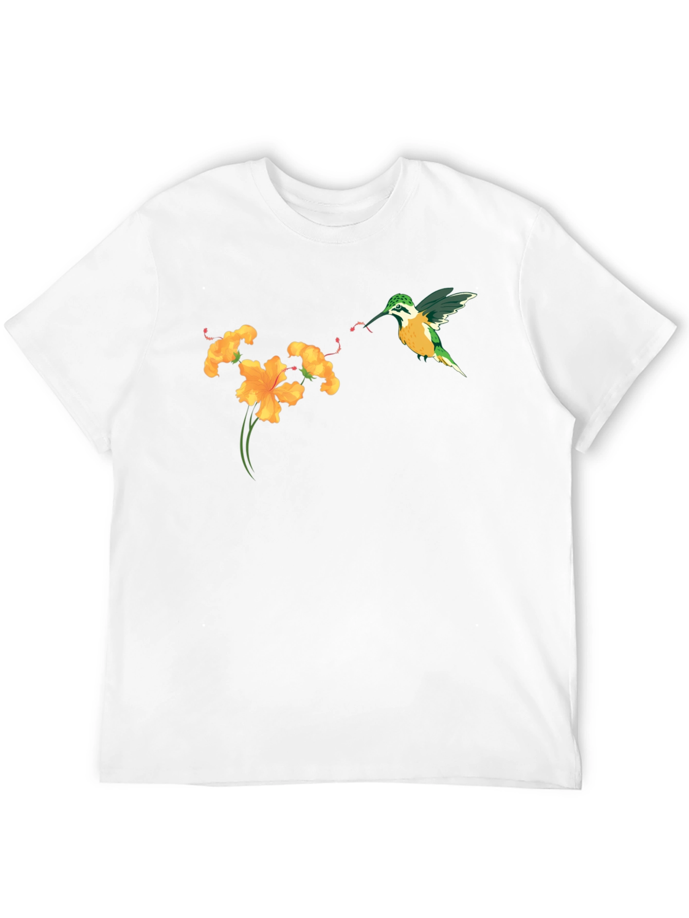 Hummingbird & Flower Graphic Tee - Black