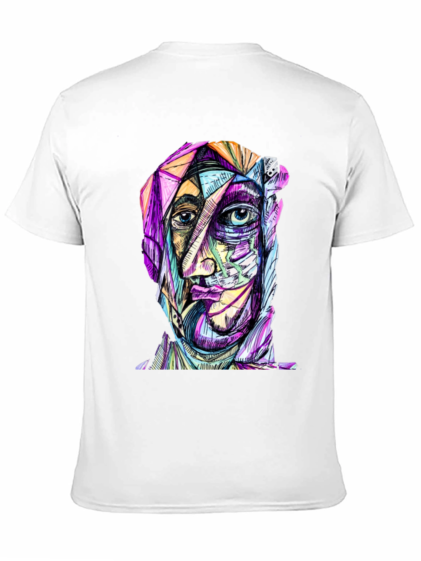 Abstract Face Graphic Print Black T-Shirt