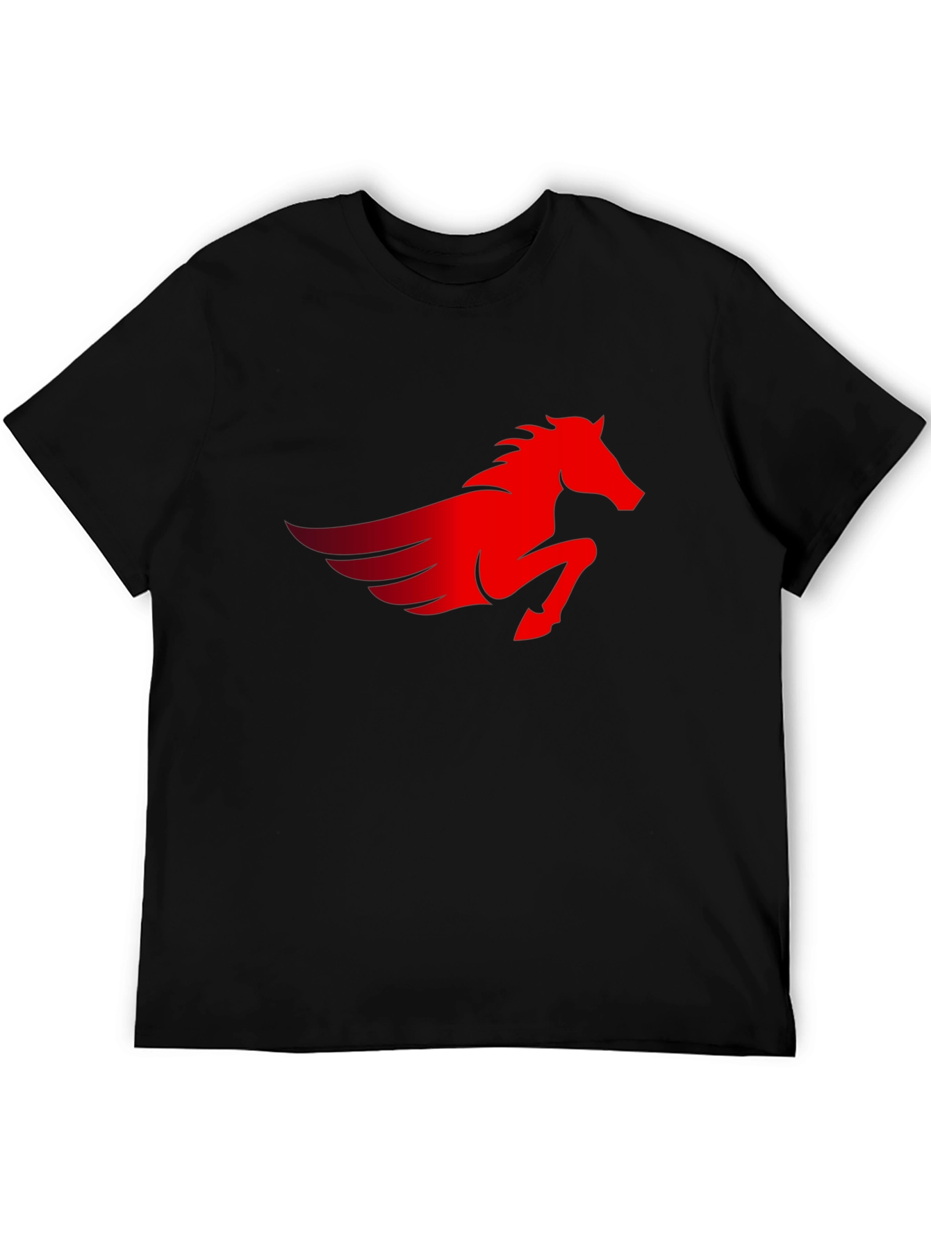 Mens Black T-Shirt with Red Pegasus Graphic