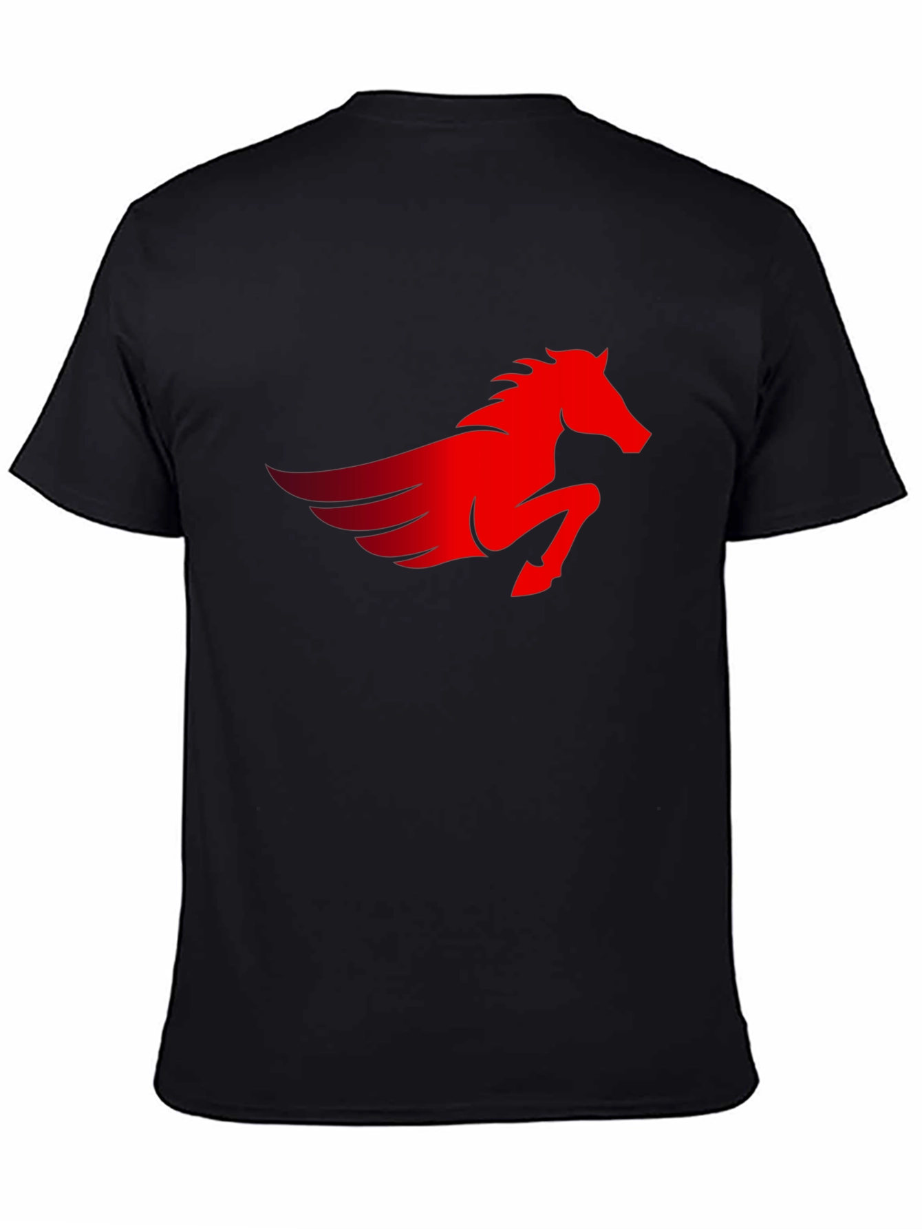 Mens Black T-Shirt with Red Pegasus Graphic