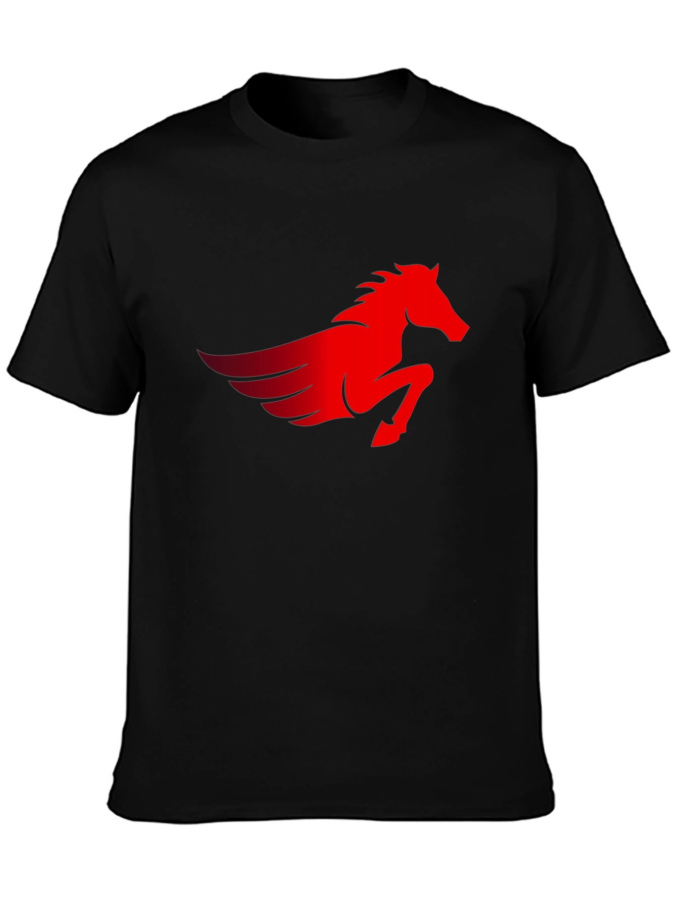 Mens Black T-Shirt with Red Pegasus Graphic