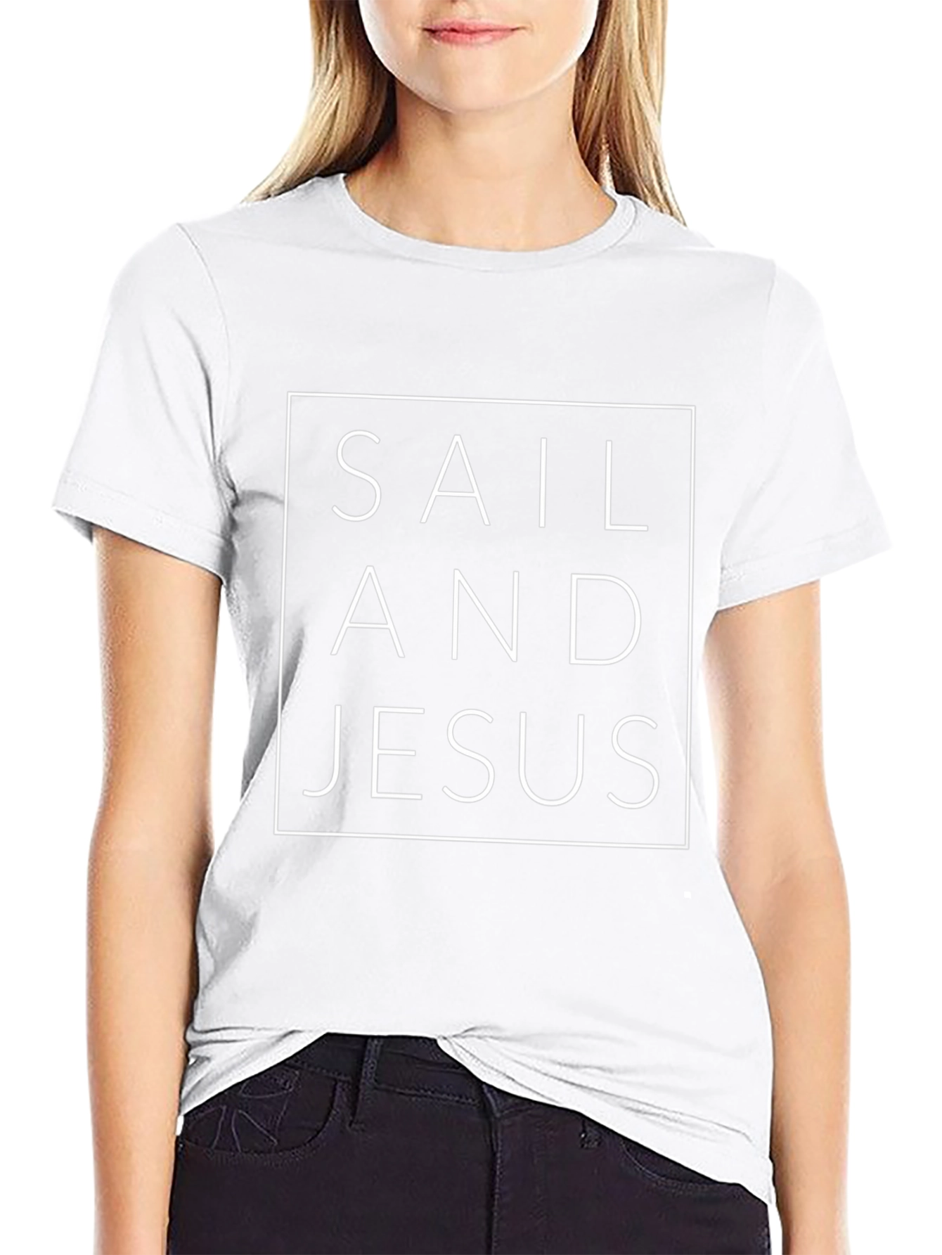 Sail and Jesus Graphic T-Shirt - Black Cotton Tee