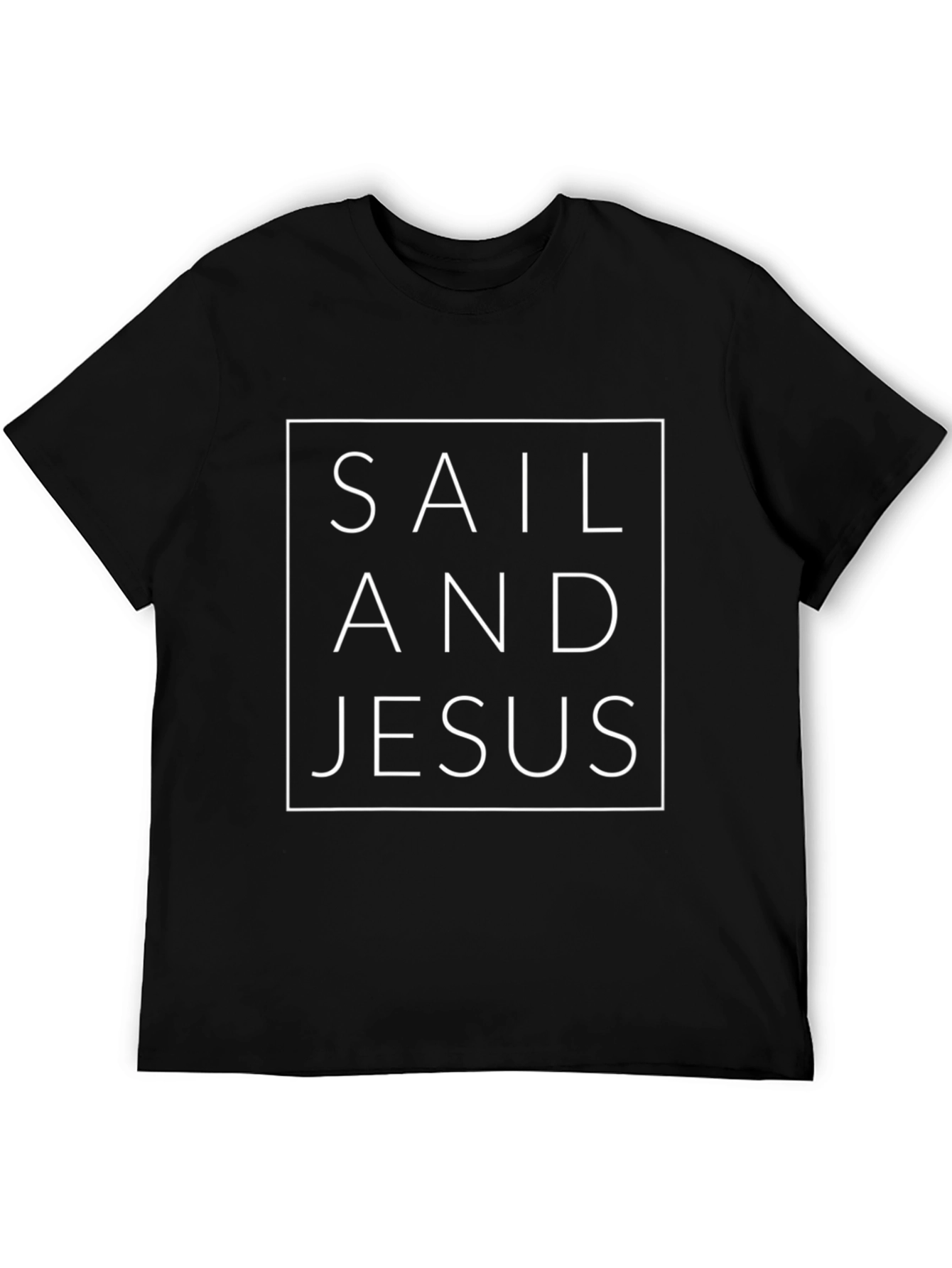 Sail and Jesus Graphic T-Shirt - Black Cotton Tee