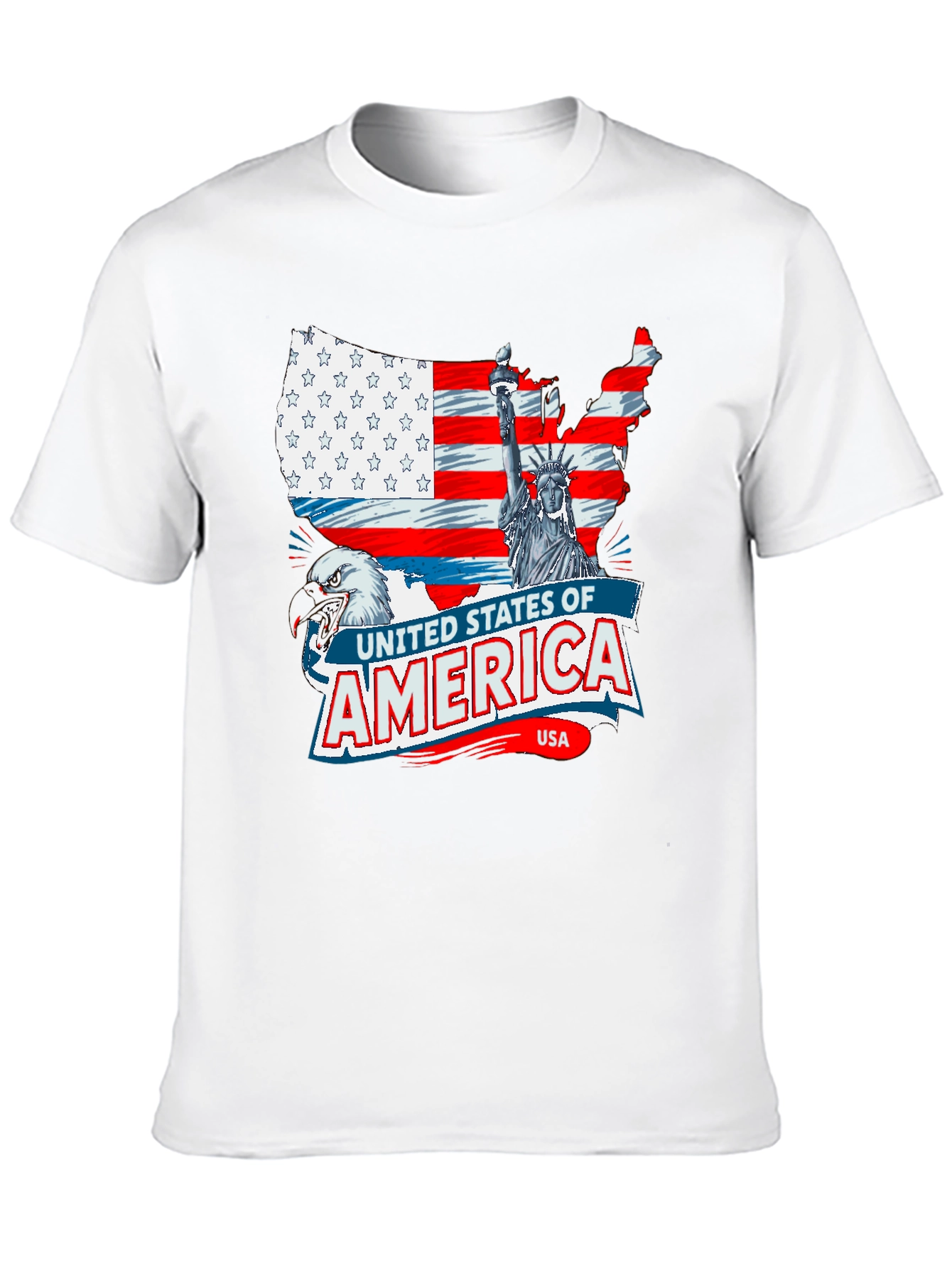 USA Flag Eagle Statue of Liberty Graphic T-Shirt