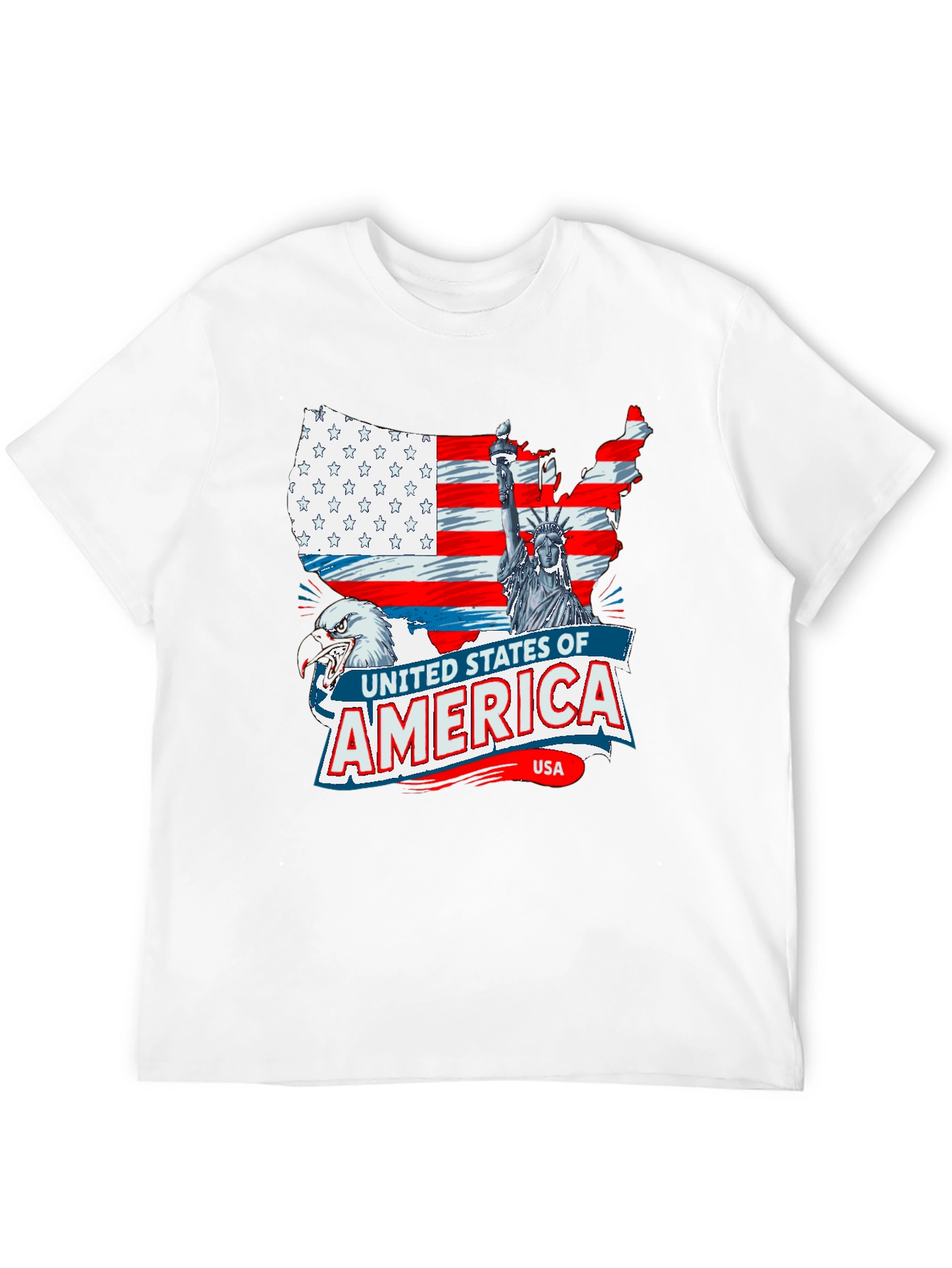 USA Flag Eagle Statue of Liberty Graphic T-Shirt