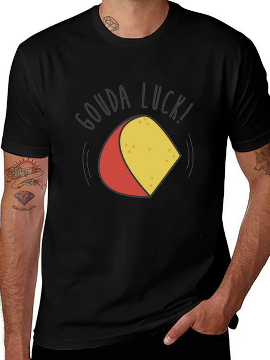 Gouda Luck Funny Cheese Pun Black T-Shirt