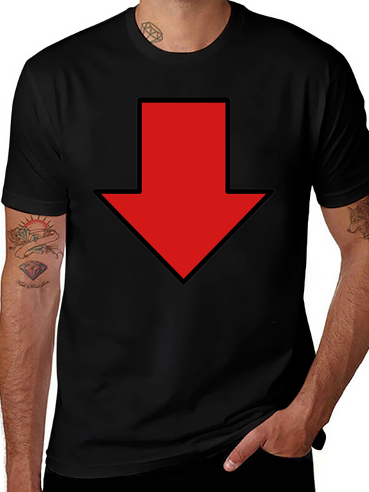 Red Down Arrow Graphic Print Black T-Shirt
