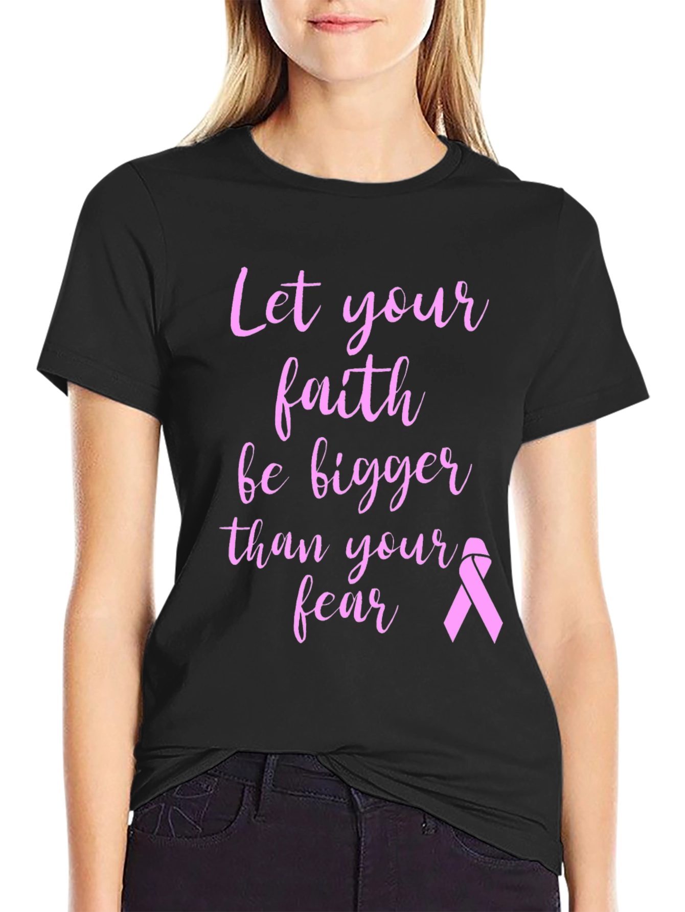 Faith Over Fear Breast Cancer Awareness T-Shirt