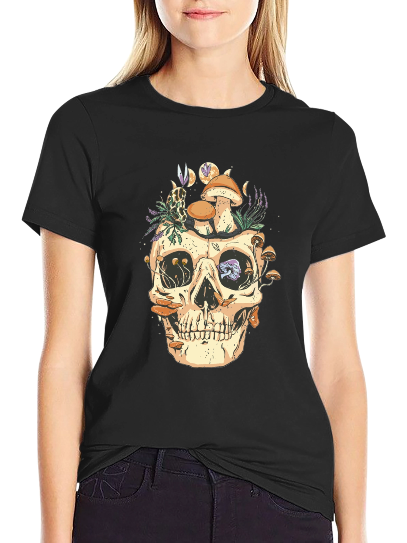 Skull & Mushroom Graphic Tee - Unique Design