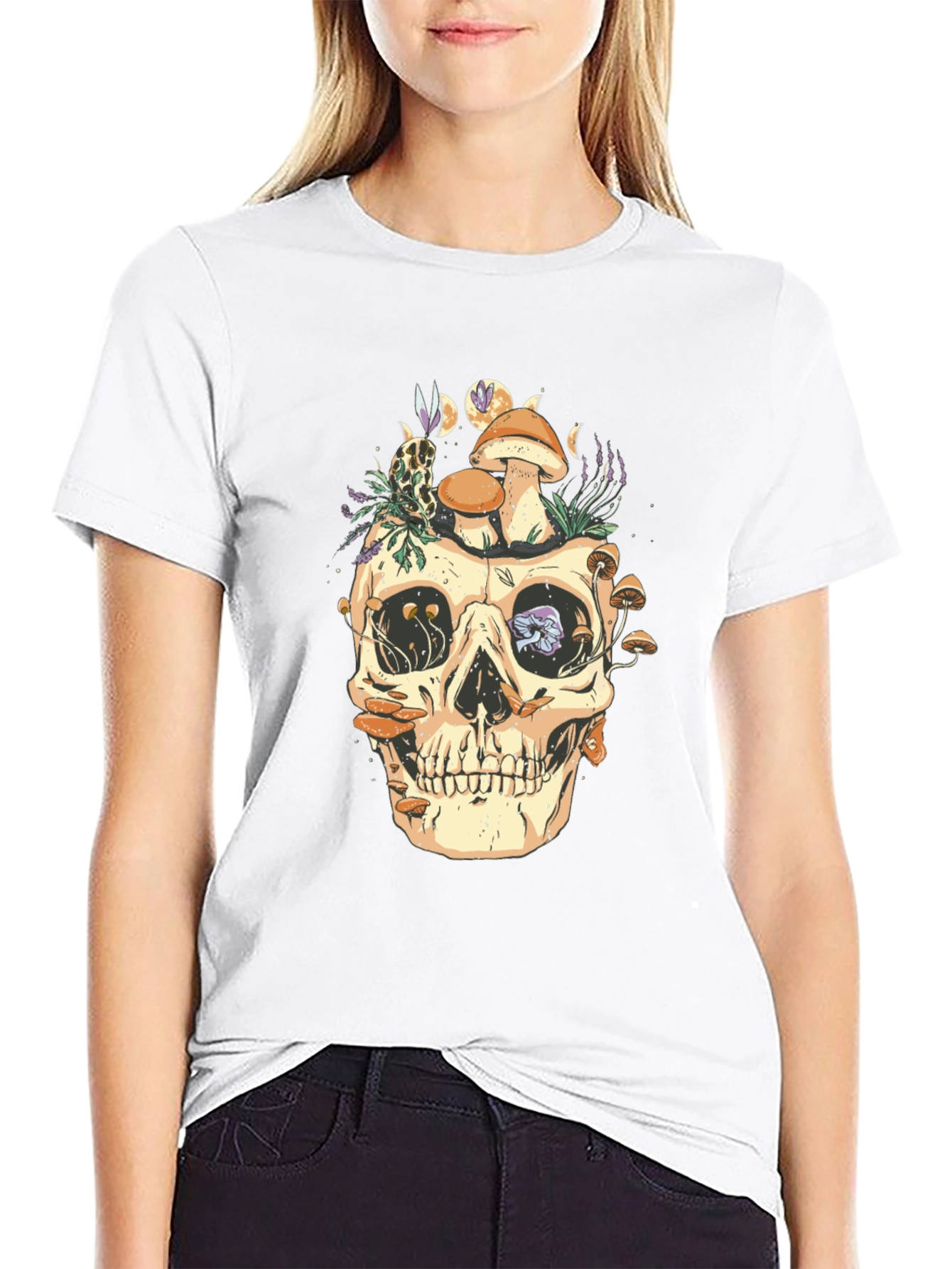 Skull & Mushroom Graphic Tee - Unique Design