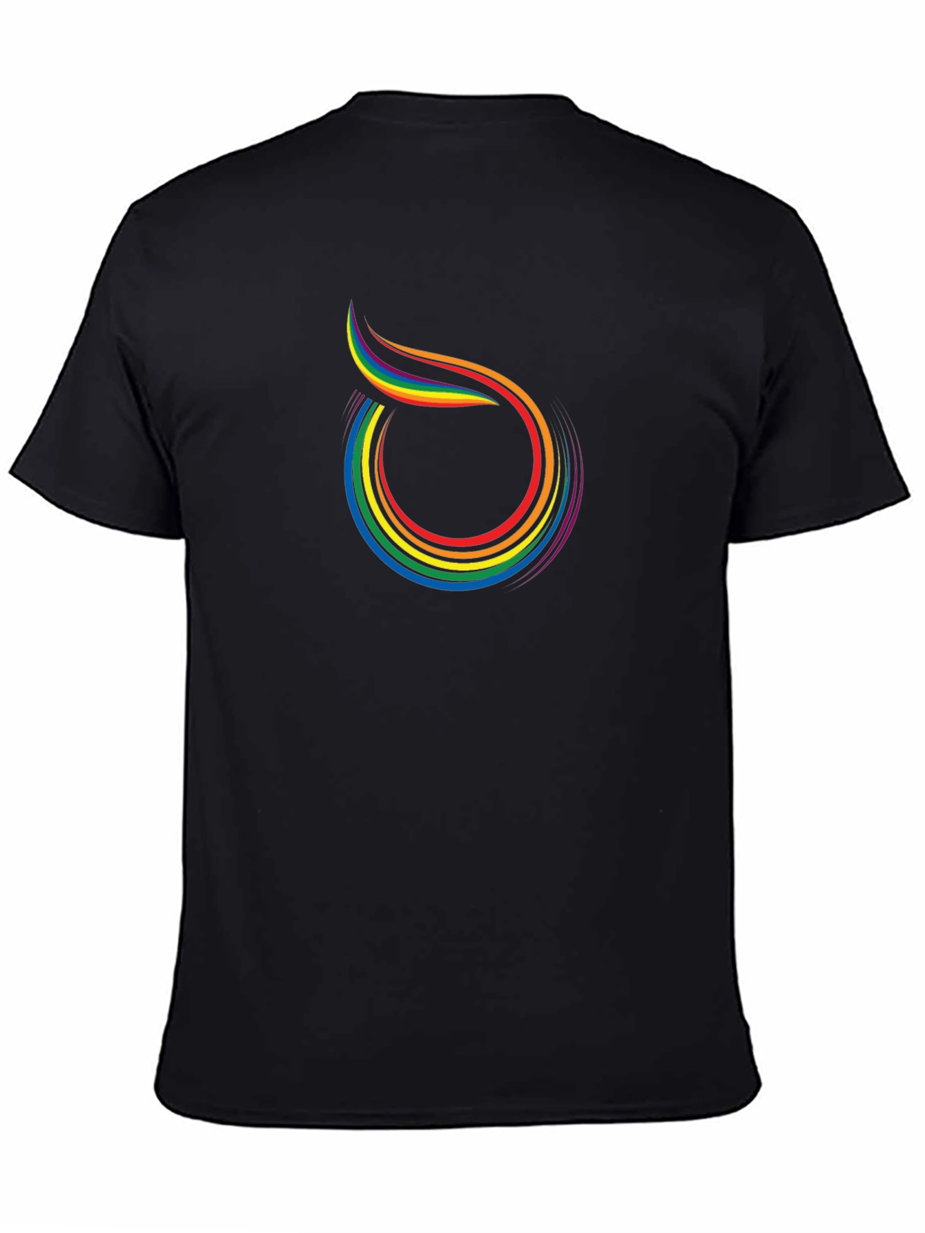 Rainbow Swirl Graphic Tee - Black Cotton Blend