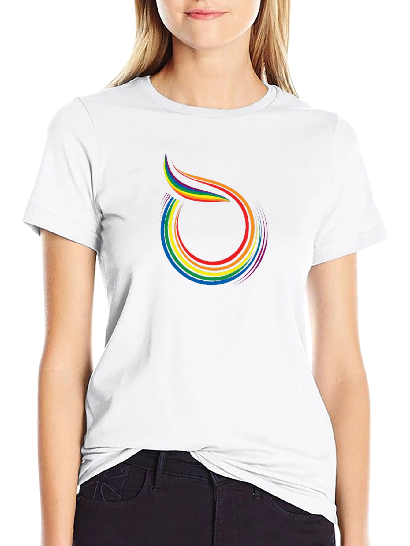 Rainbow Swirl Graphic Tee - Black Cotton Blend