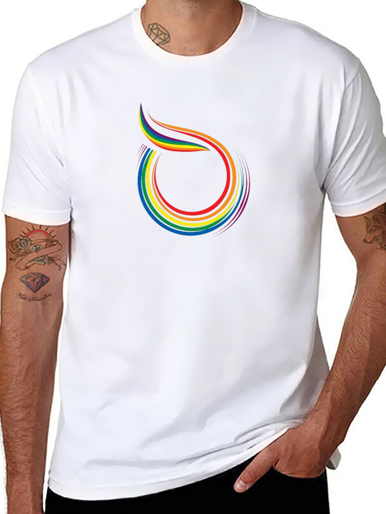 Rainbow Swirl Graphic Tee - Black Cotton Blend