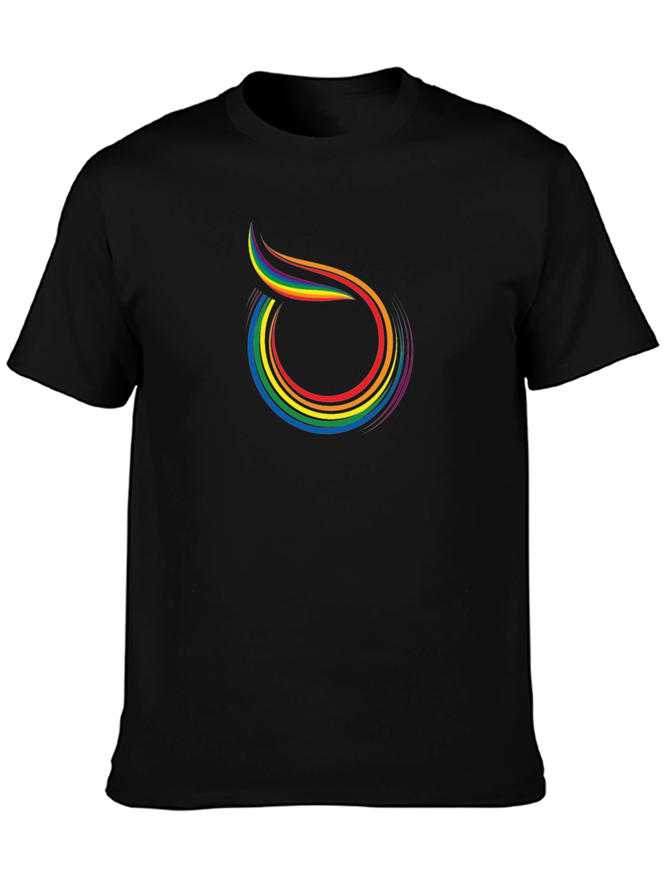 Rainbow Swirl Graphic Tee - Black Cotton Blend