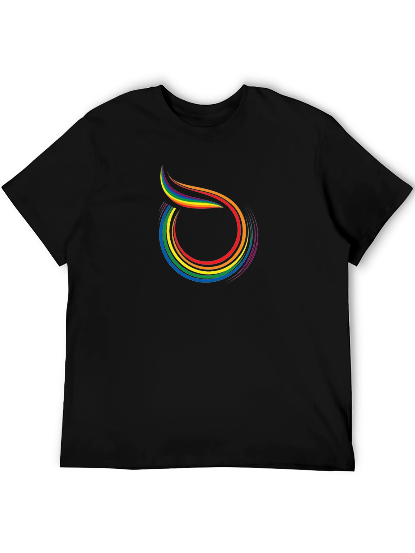 Rainbow Swirl Graphic Tee - Black Cotton Blend