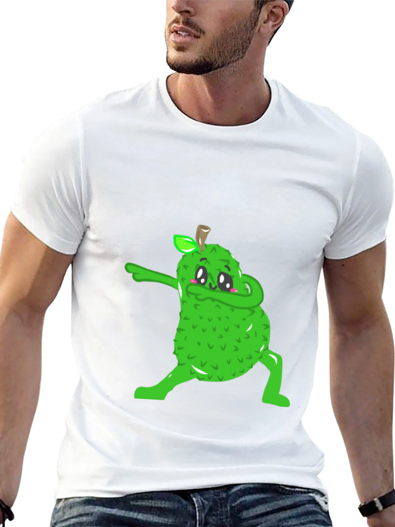 Dabbing Jackfruit Graphic Tee - Trendy Black T-Shirt