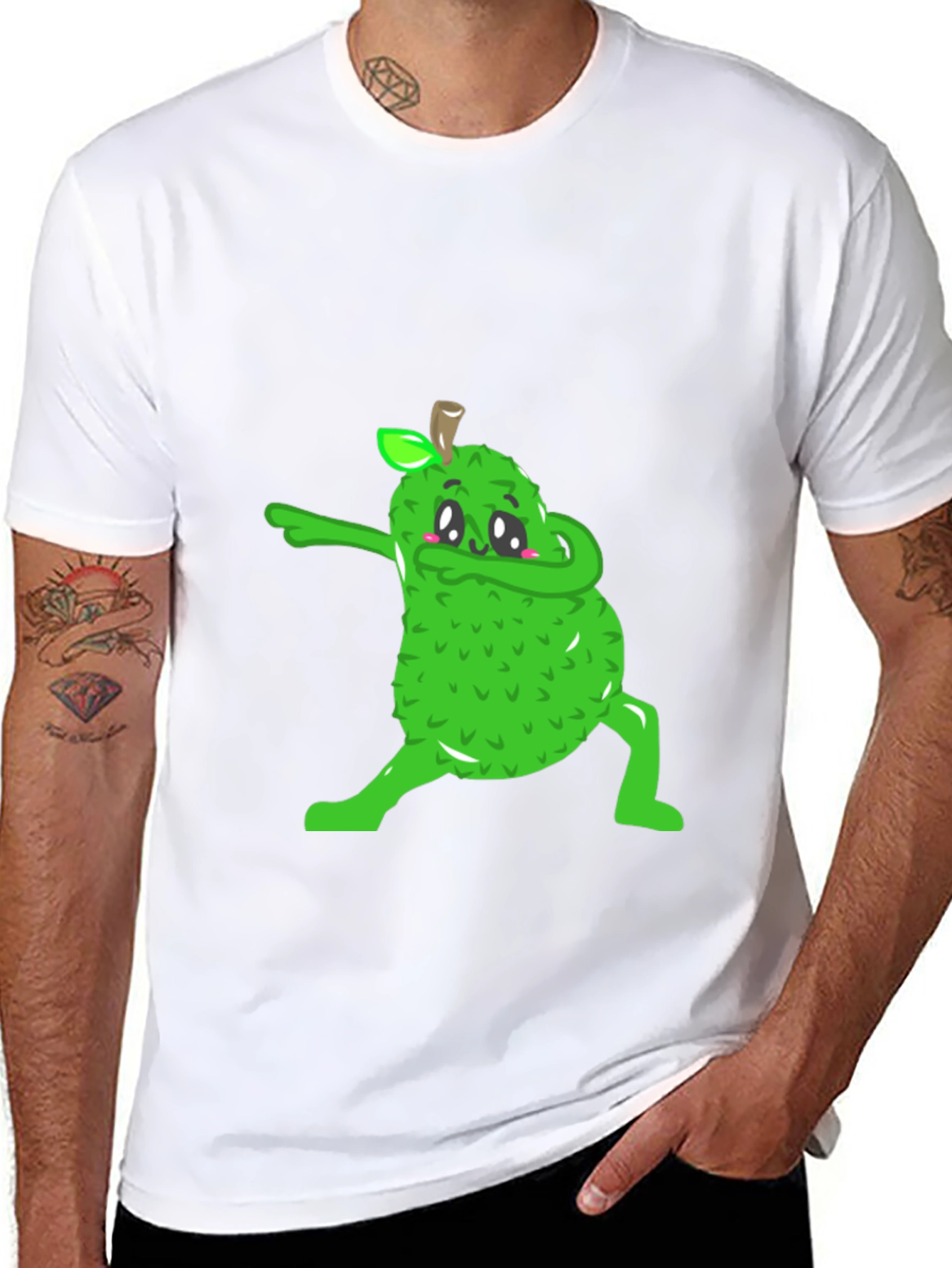 Dabbing Jackfruit Graphic Tee - Trendy Black T-Shirt
