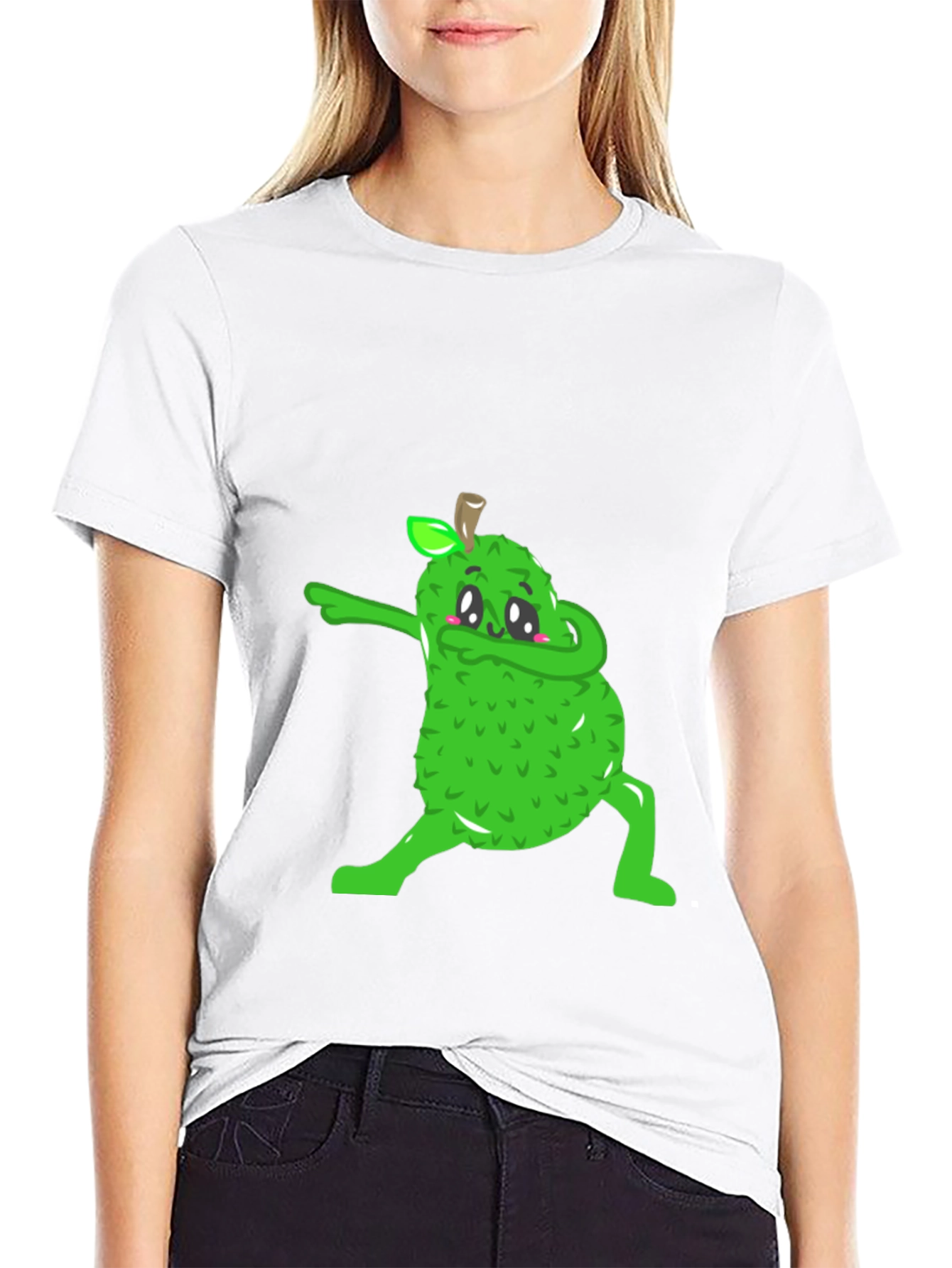 Dabbing Jackfruit Graphic Tee - Trendy Black T-Shirt