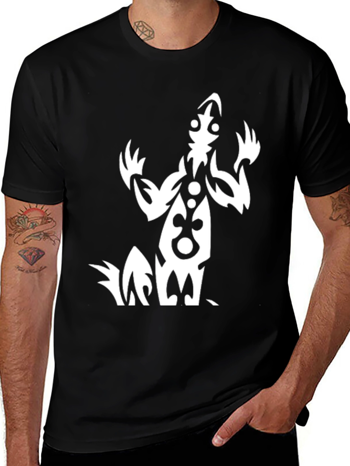 Tribal Design Black T-Shirt
