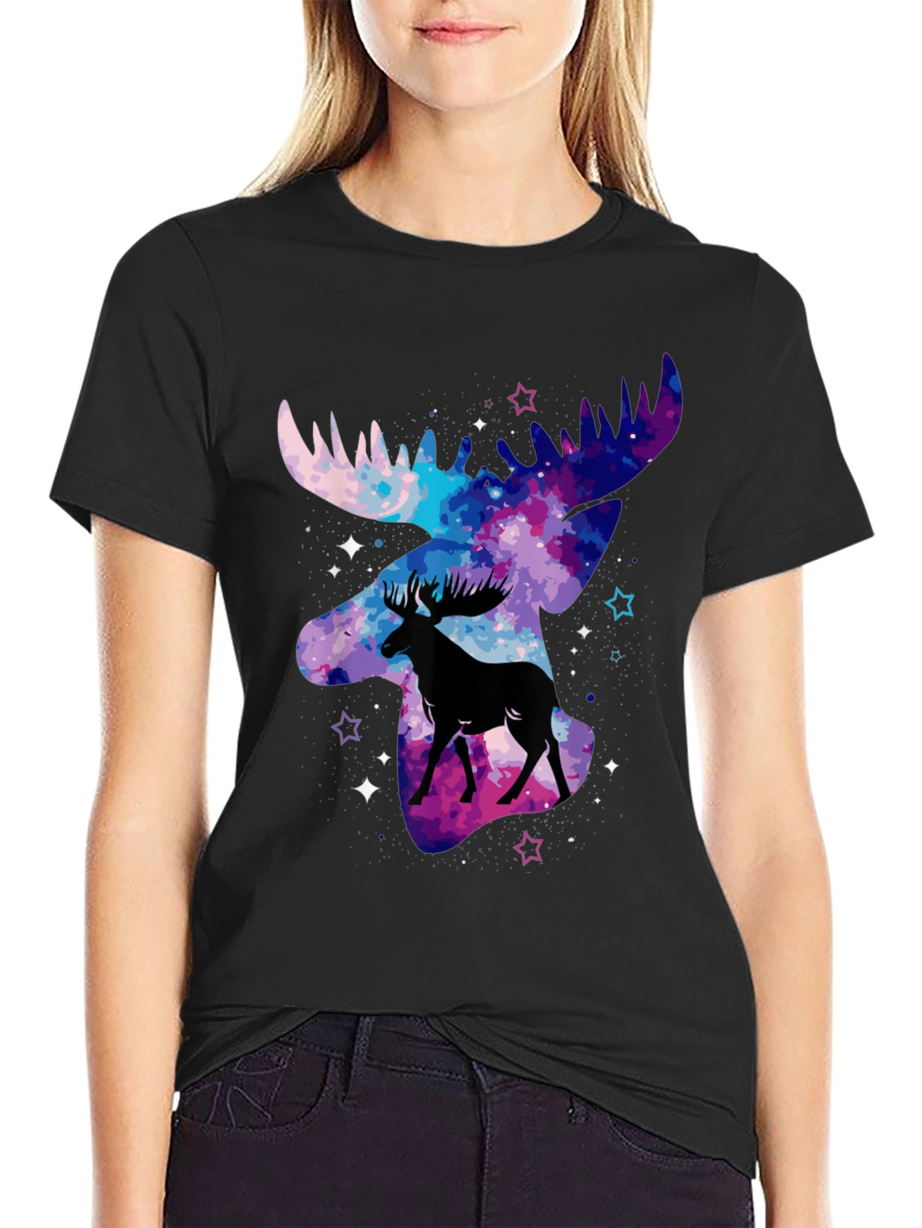 Cosmic Moose T-Shirt - Galaxy Animal Print