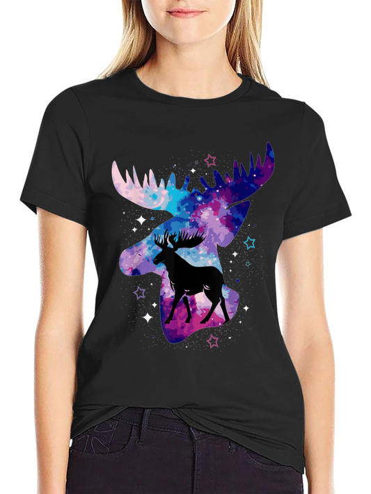 Cosmic Moose T-Shirt - Galaxy Animal Print