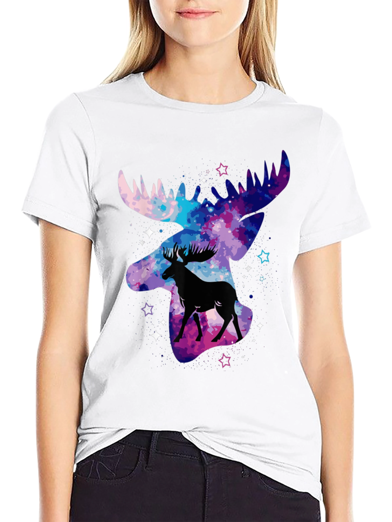 Cosmic Moose T-Shirt - Galaxy Animal Print