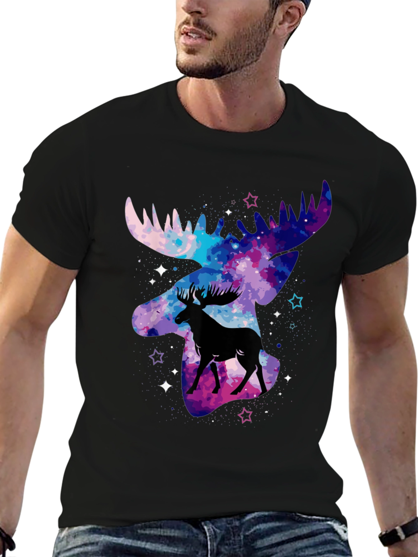 Cosmic Moose T-Shirt - Galaxy Animal Print
