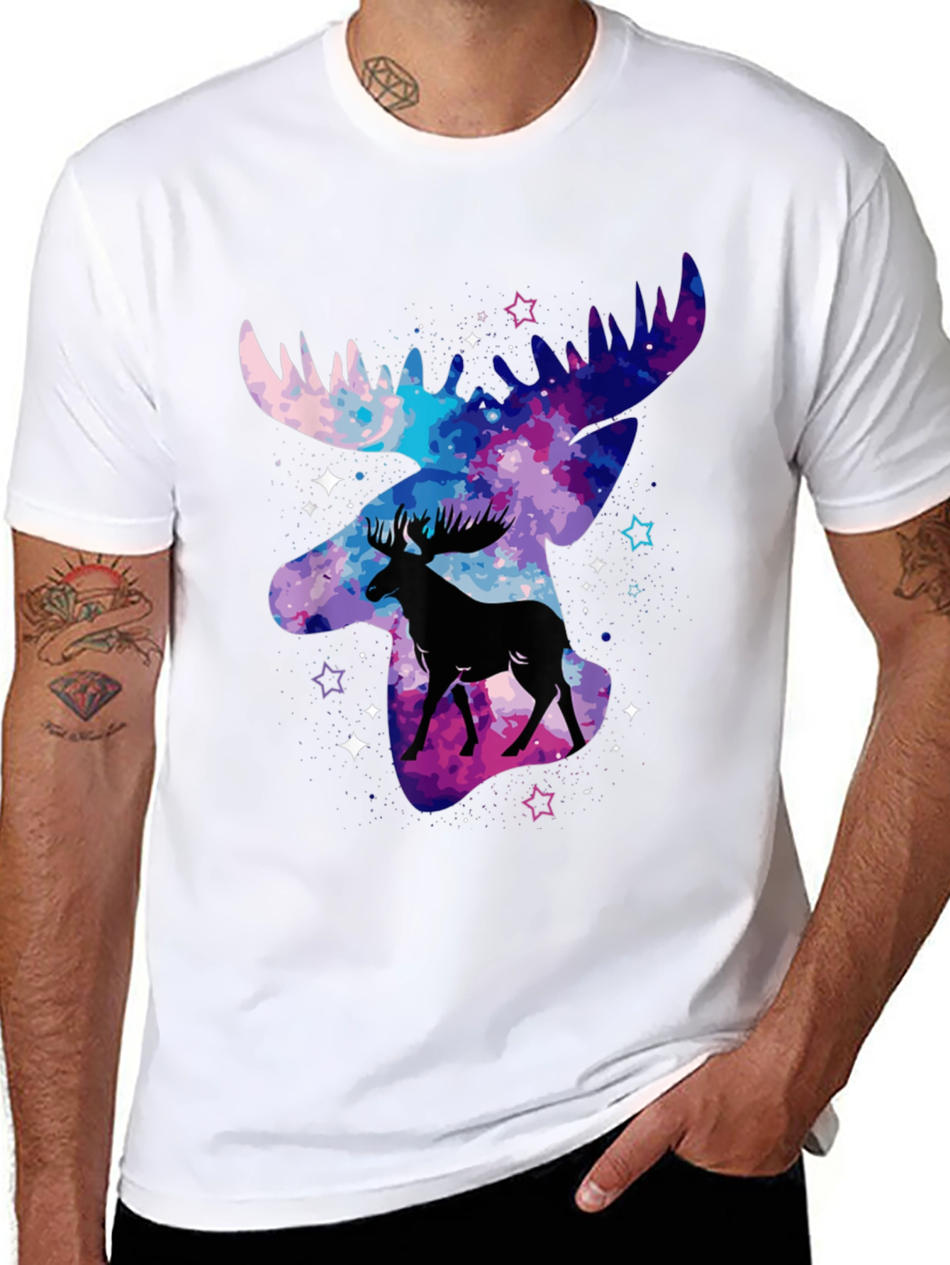 Cosmic Moose T-Shirt - Galaxy Animal Print