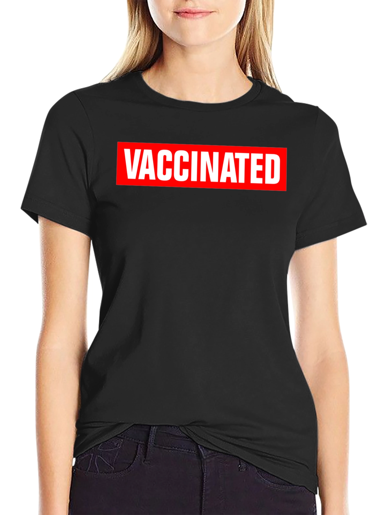 Vaccinated Graphic Tee - Black Crewneck T-Shirt
