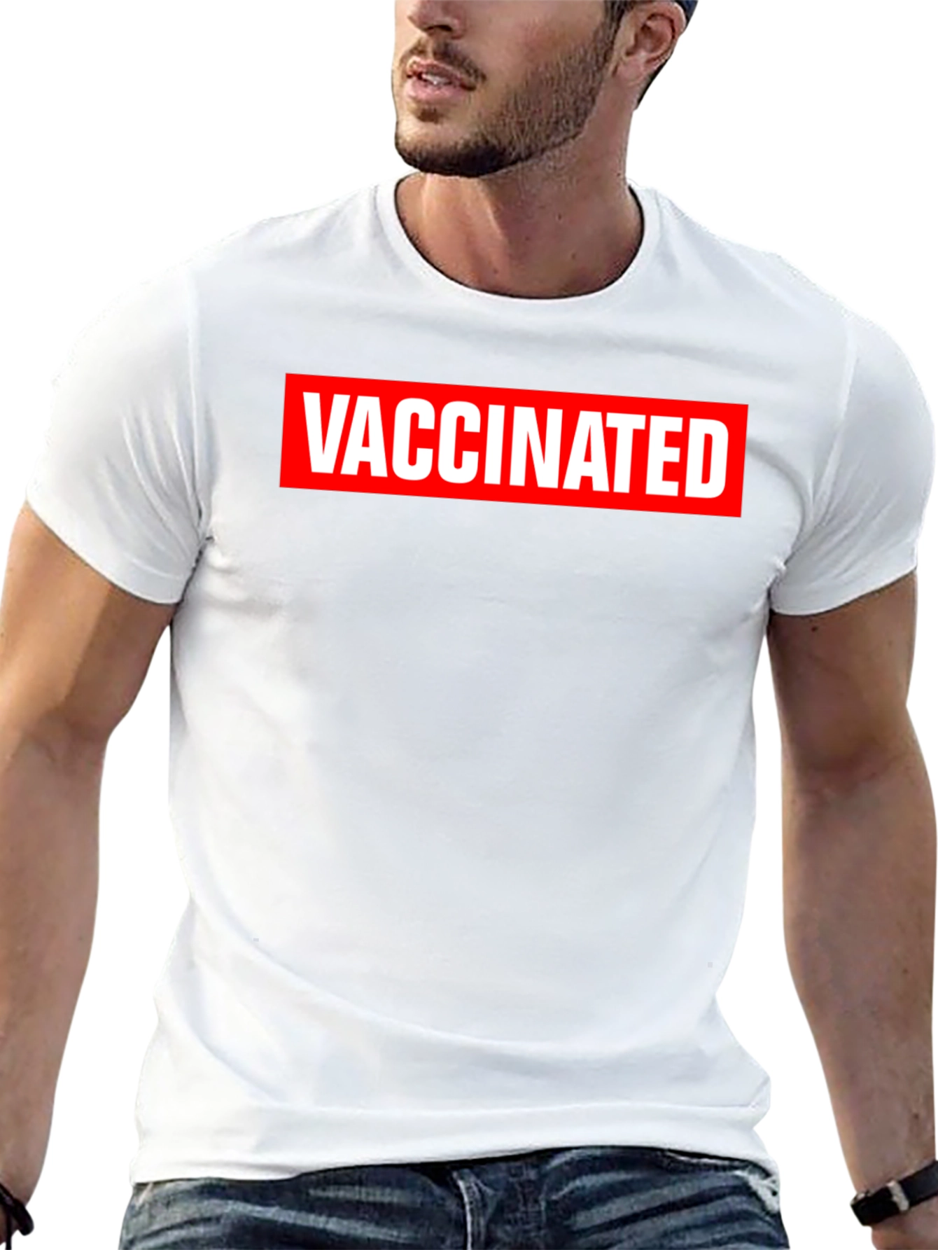 Vaccinated Graphic Tee - Black Crewneck T-Shirt