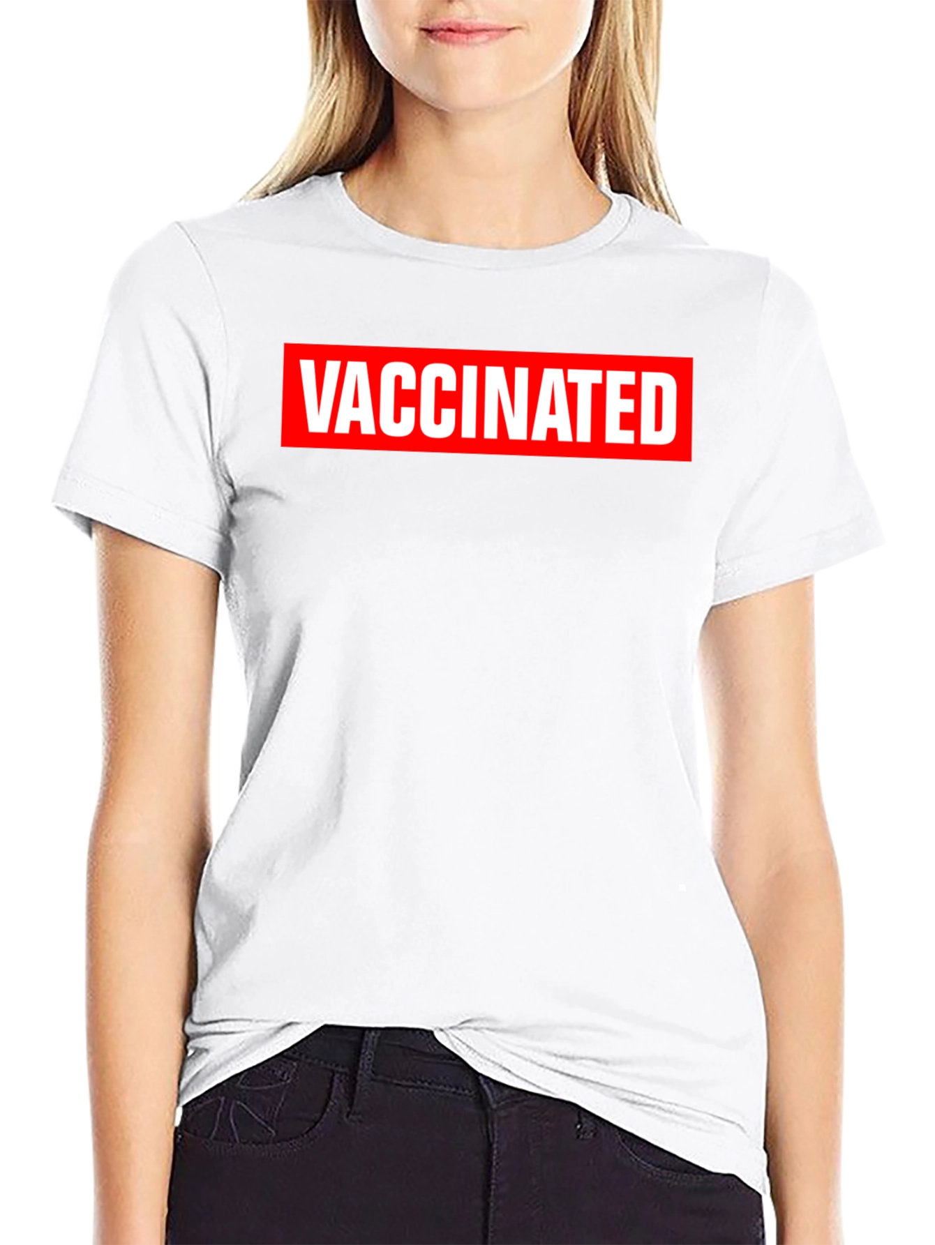 Vaccinated Graphic Tee - Black Crewneck T-Shirt