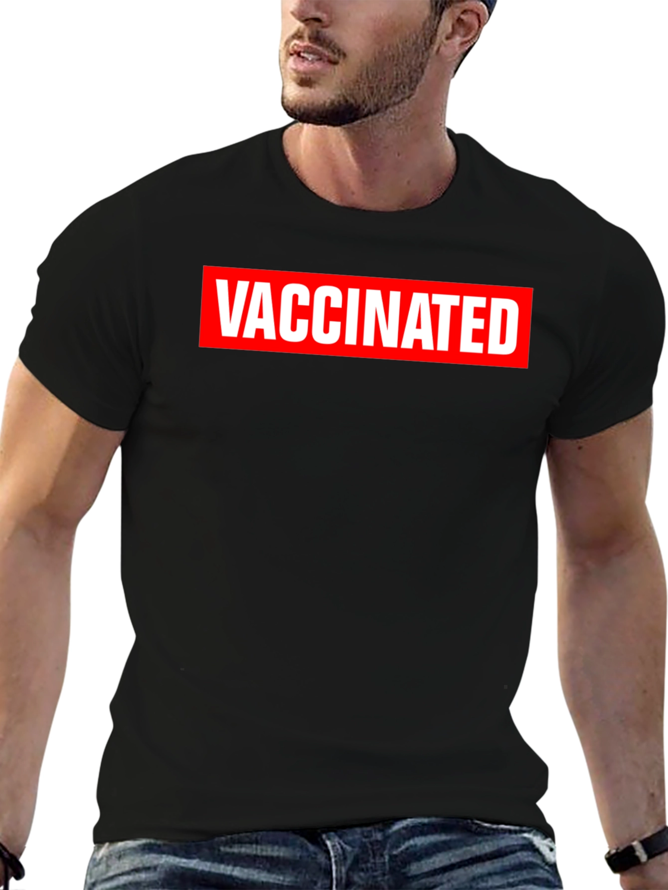 Vaccinated Graphic Tee - Black Crewneck T-Shirt