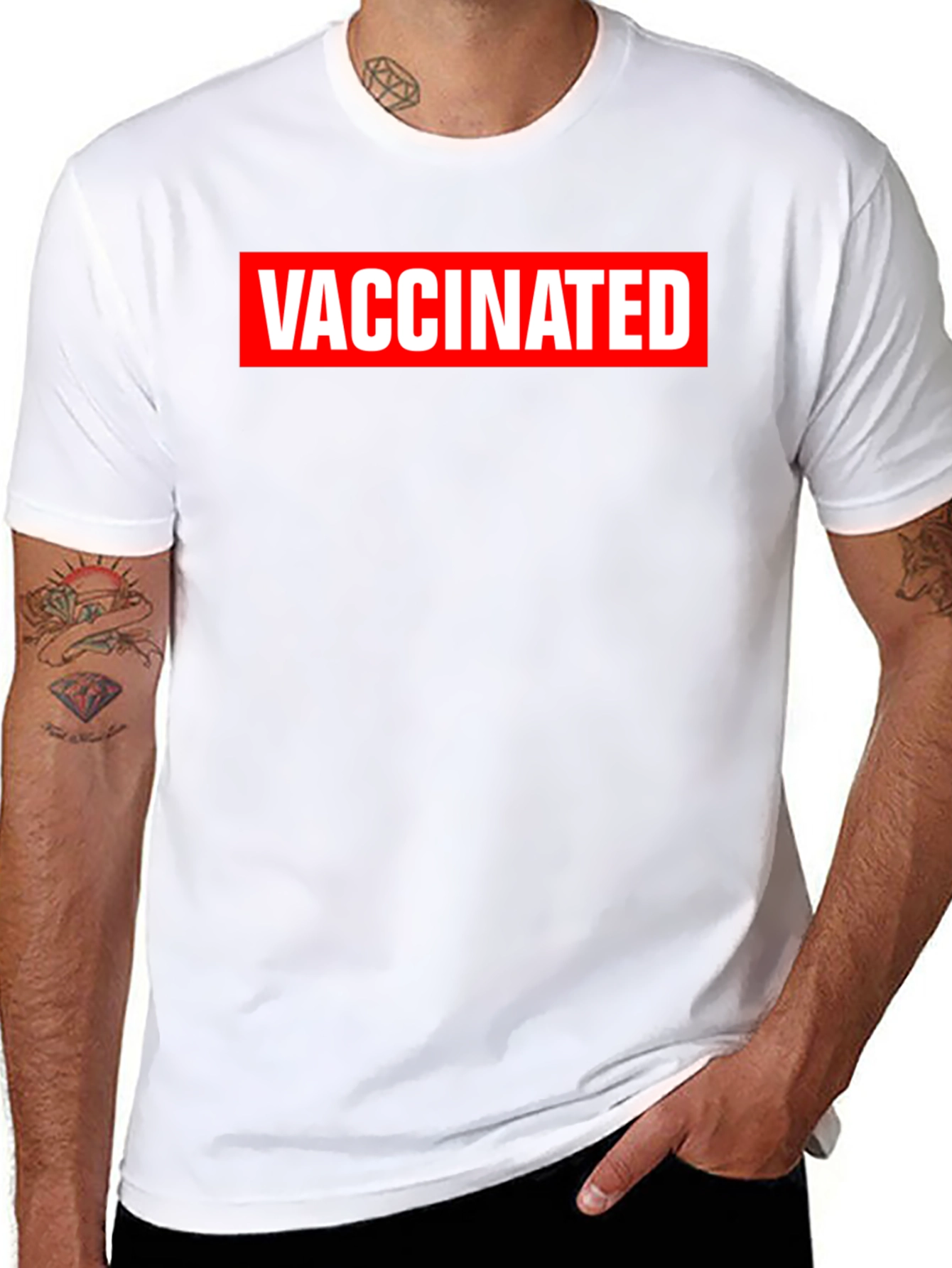 Vaccinated Graphic Tee - Black Crewneck T-Shirt