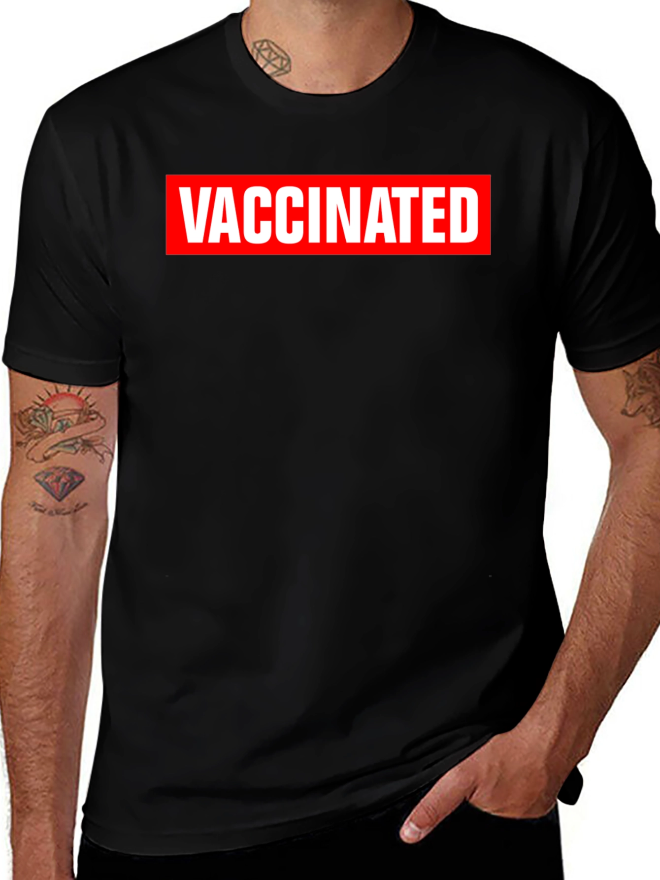 Vaccinated Graphic Tee - Black Crewneck T-Shirt