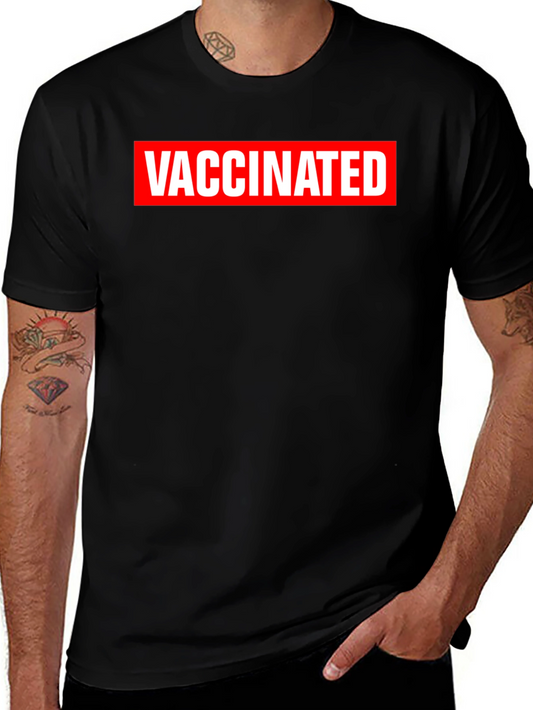 Vaccinated Graphic Tee - Black Crewneck T-Shirt