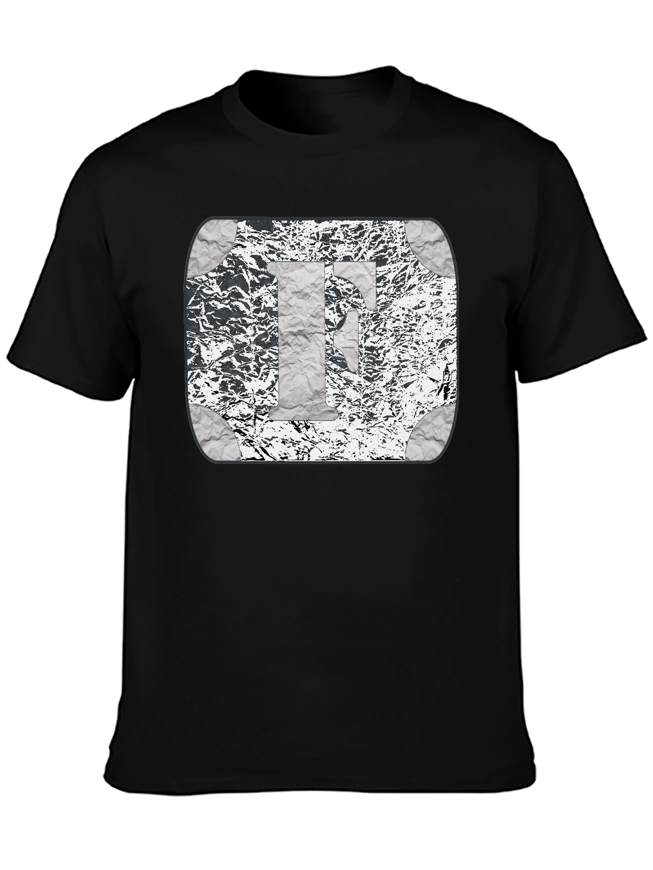 Foil Letter F Graphic Print Black T-Shirt