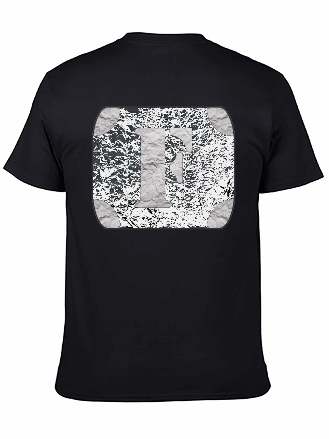 Foil Letter F Graphic Print Black T-Shirt