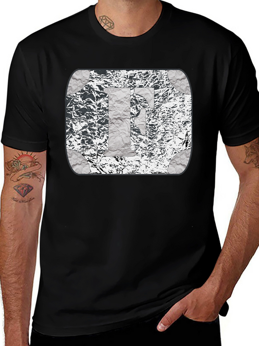 Foil Letter F Graphic Print Black T-Shirt