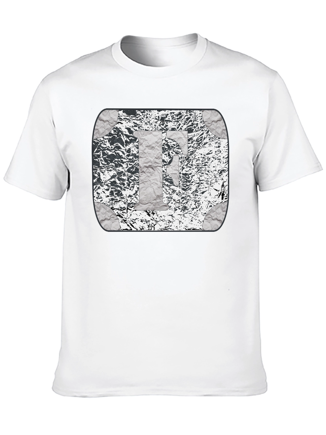 Foil Letter F Graphic Print Black T-Shirt