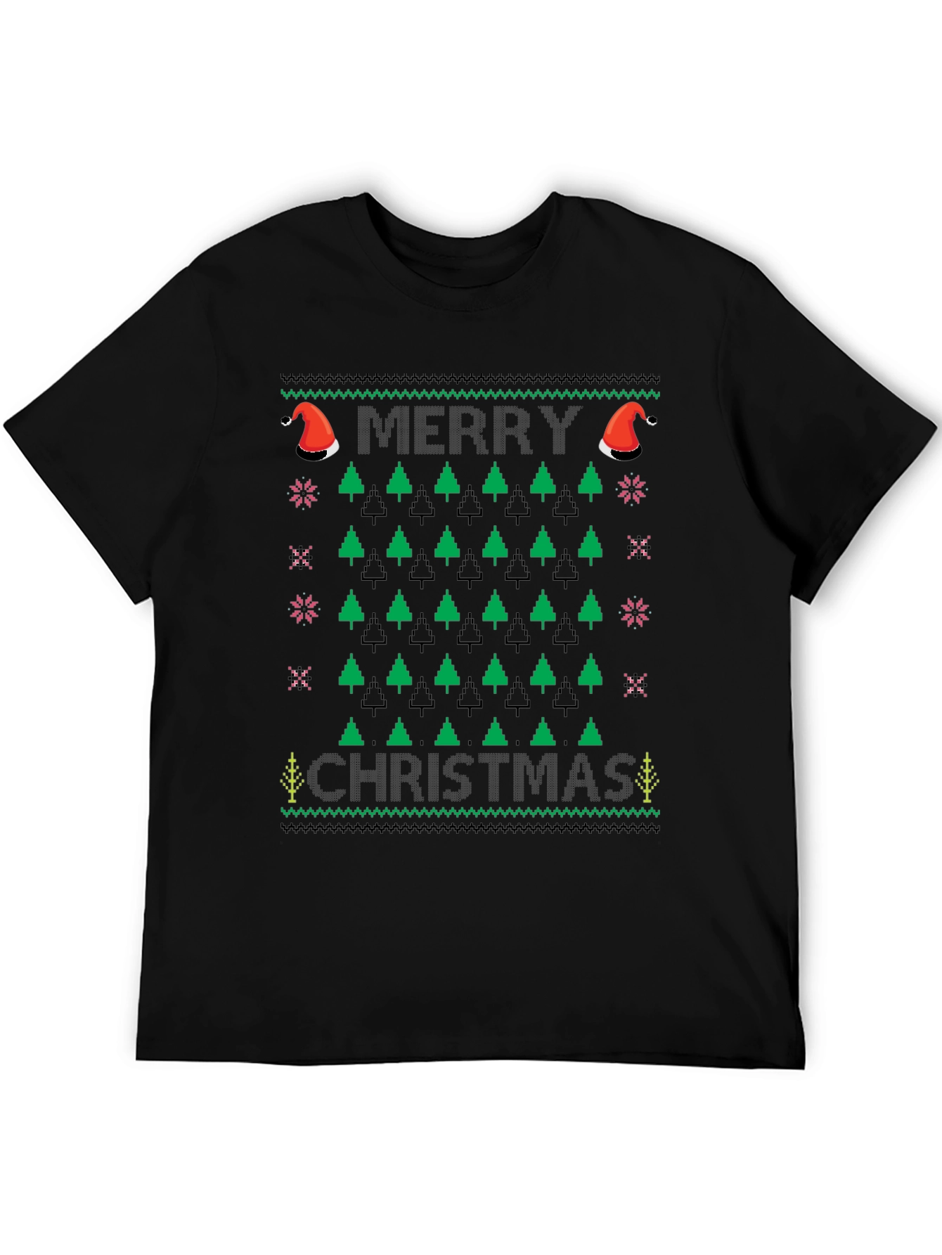 Ugly Christmas Sweater T-Shirt - Merry Christmas Tree Design
