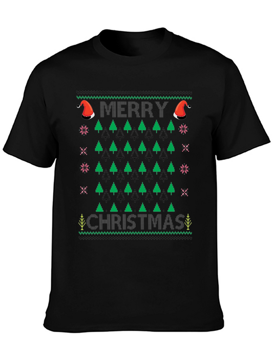 Ugly Christmas Sweater T-Shirt - Merry Christmas Tree Design