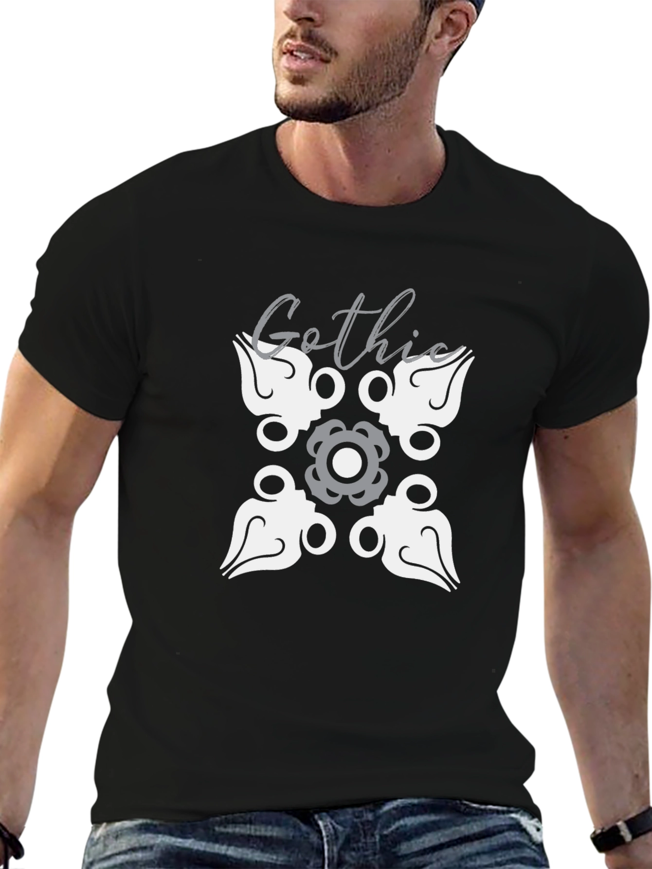 Gothic Pattern Black T-Shirt