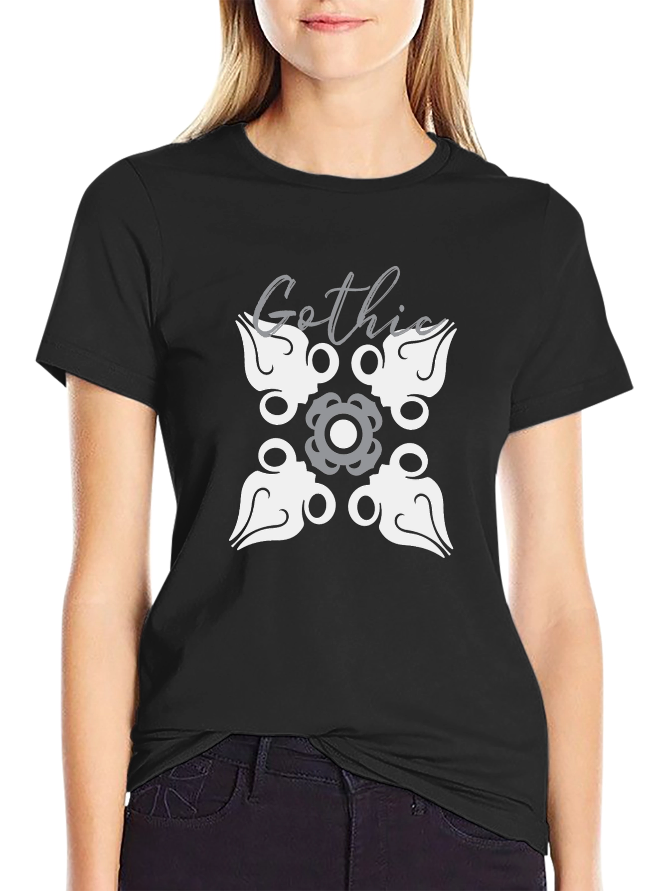 Gothic Pattern Black T-Shirt