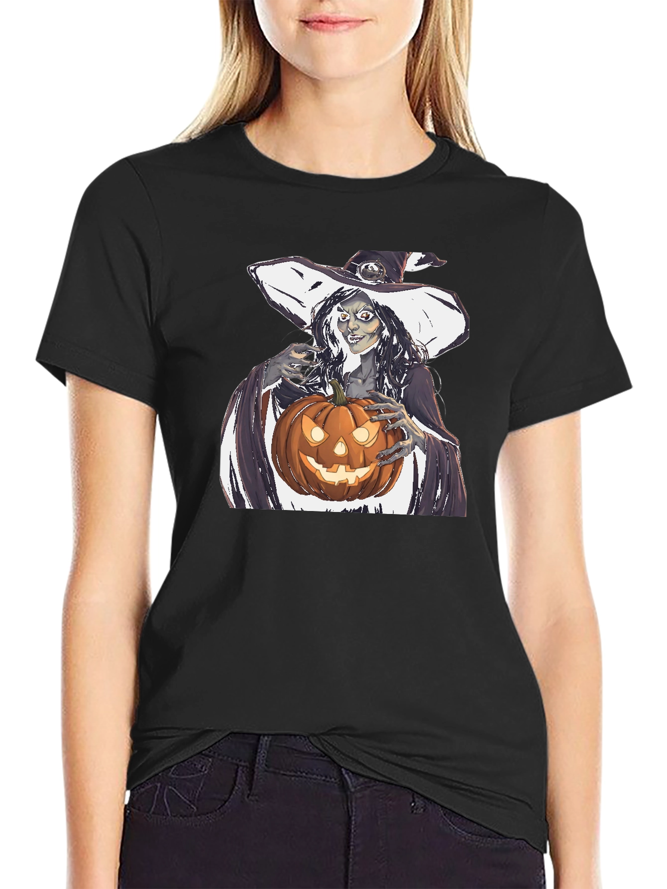 Witch and Pumpkin Halloween T-Shirt
