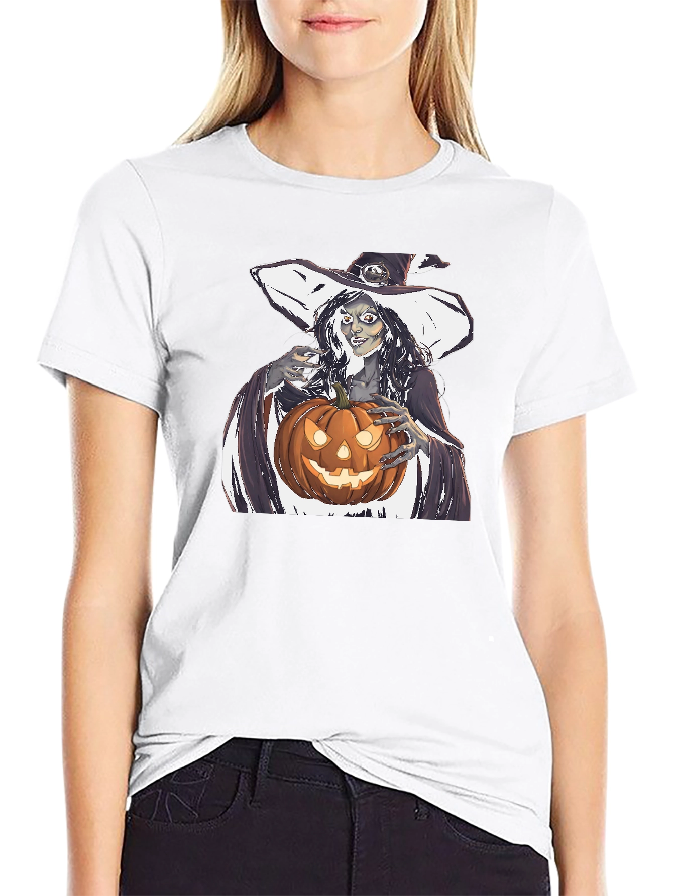 Witch and Pumpkin Halloween T-Shirt