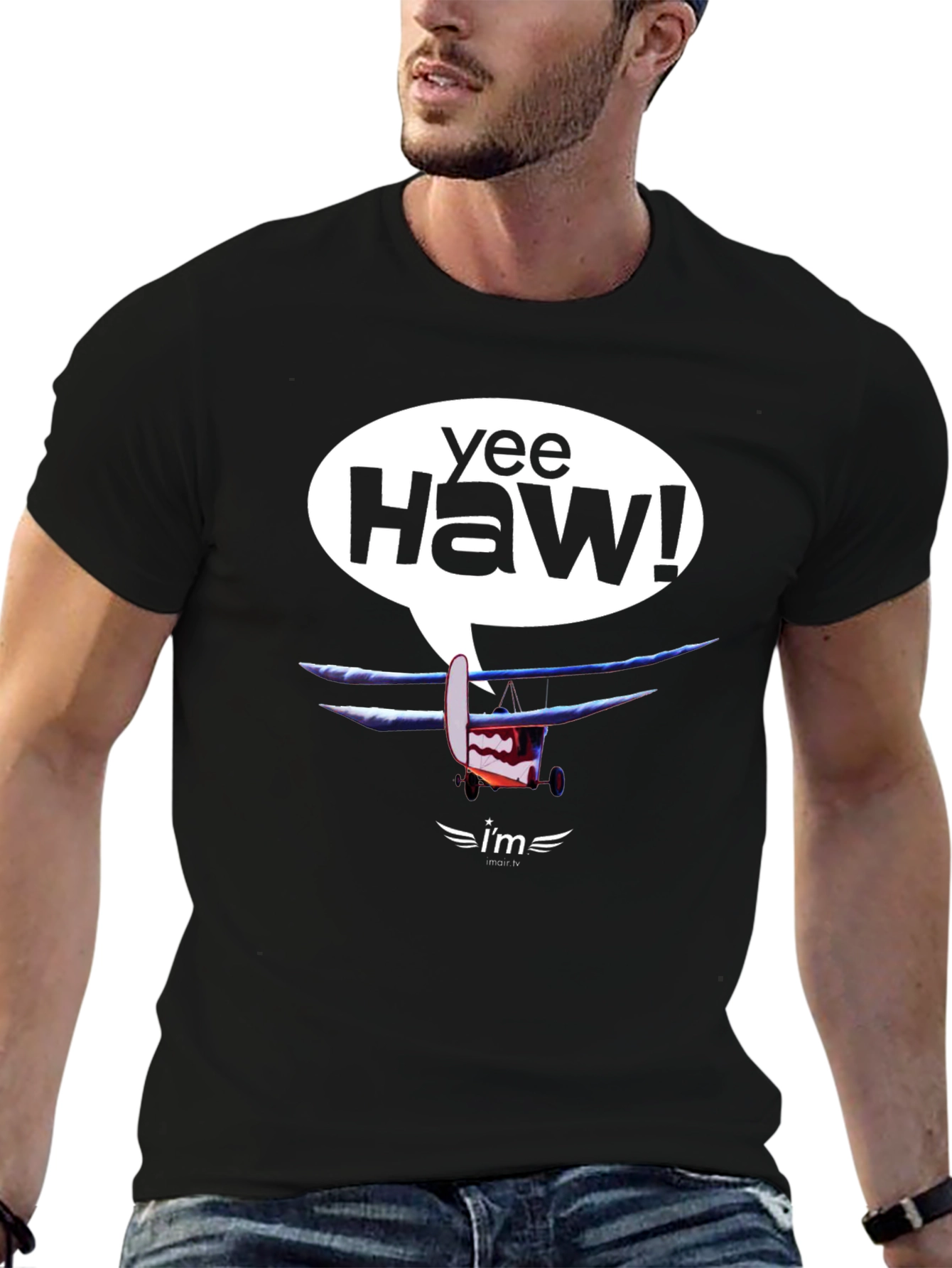 Yee Haw! Cartoon Airplane Graphic Tee