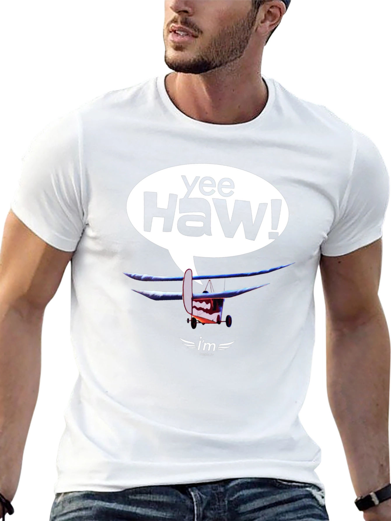 Yee Haw! Cartoon Airplane Graphic Tee