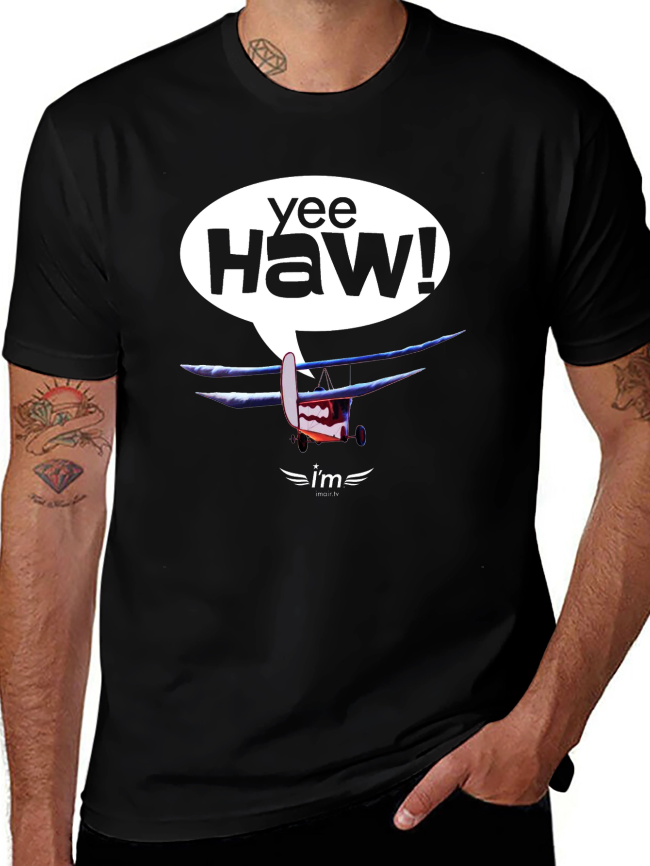 Yee Haw! Cartoon Airplane Graphic Tee